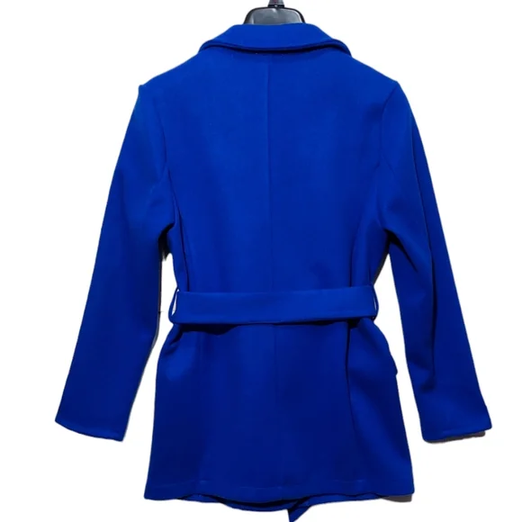 Women’s Jacket Belted Blazer Size S. M. L. Royal Blue Side Pockets Polyester New - Picture 2 of 15